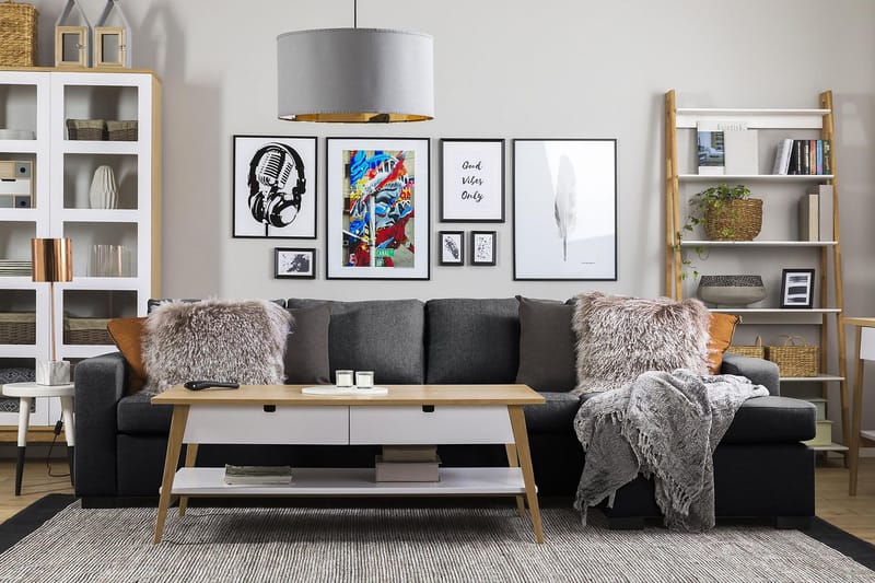 Crazy 4-sits Vändbar L-formad Divansoffa i Tyg - Mörkgrå - Products - Möbler - Soffa - Divansoffa & schäslongsoffa - 4 sits soffa med divan