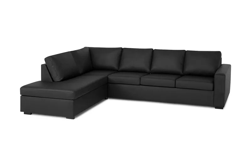 Crazy 4-sits Vänstervänd L-formad Schäslongsoffa i Konstläder - Svart - Products - Möbler - Soffa - Divansoffa & schäslongsoffa - 3 sits soffa med divan