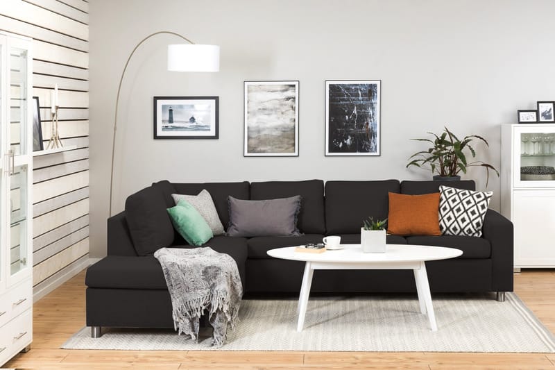 Crazy 4-sits Vänstervänd L-formad Schäslongsoffa i Tyg - Antracit - Products - Möbler - Soffa - Divansoffa & schäslongsoffa - 3 sits soffa med divan