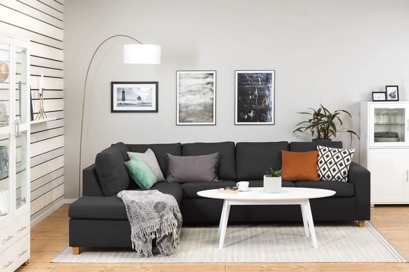Crazy 4-sits Vänstervänd L-formad Schäslongsoffa i Tyg - Antracit - Products - Möbler - Soffa - Divansoffa & schäslongsoffa - 3 sits soffa med divan