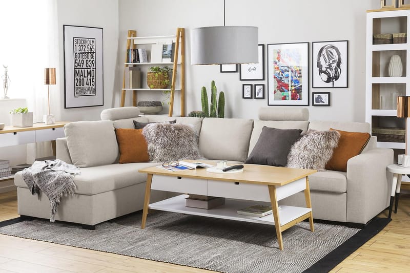 Crazy 4-sits Vänstervänd L-formad Schäslongsoffa i Tyg - Beige - Products - Möbler - Soffa - Divansoffa & schäslongsoffa - 3 sits soffa med divan