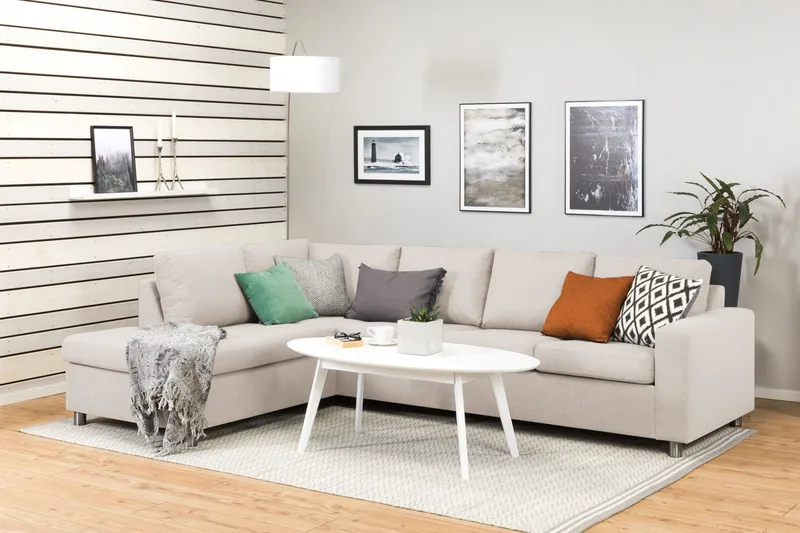Crazy 4-sits Vänstervänd L-formad Schäslongsoffa i Tyg - Beige - Products - Möbler - Soffa - Divansoffa & schäslongsoffa - 3 sits soffa med divan