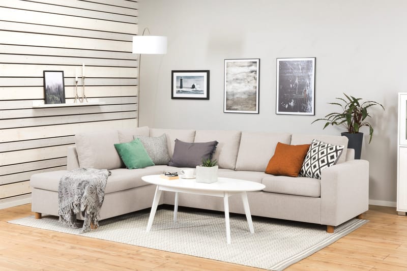Crazy 4-sits Vänstervänd L-formad Schäslongsoffa i Tyg - Beige - Products - Möbler - Soffa - Divansoffa & schäslongsoffa - 3 sits soffa med divan