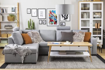 Crazy 4-sits Vänstervänd L-formad Schäslongsoffa i Tyg - Grå - Products - Möbler - Soffa - Divansoffa & schäslongsoffa - 3 sits soffa med divan