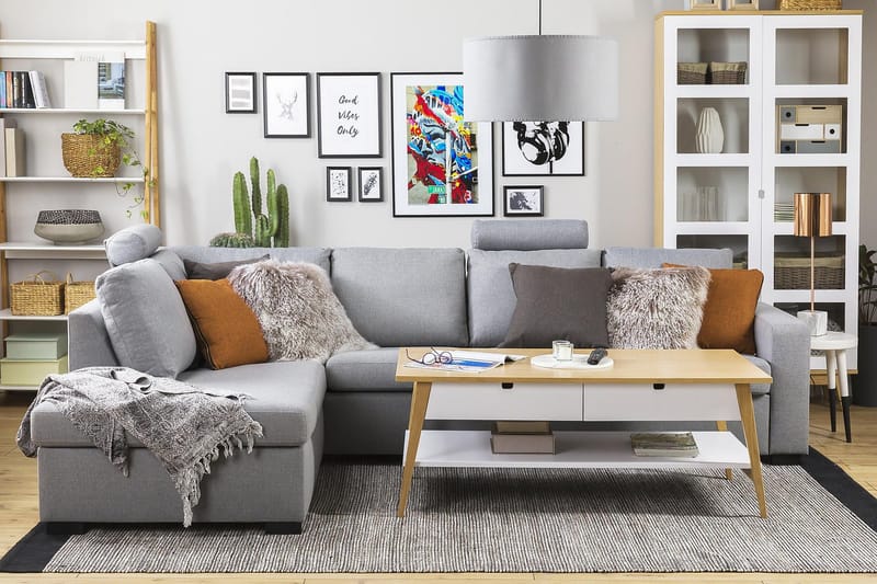 Crazy 4-sits Vänstervänd L-formad Schäslongsoffa i Tyg - Grå - Products - Möbler - Soffa - Divansoffa & schäslongsoffa - 3 sits soffa med divan