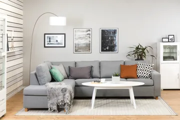 Crazy 4-sits Vänstervänd L-formad Schäslongsoffa i Tyg - Grå - Products - Möbler - Soffa - Divansoffa & schäslongsoffa - 3 sits soffa med divan