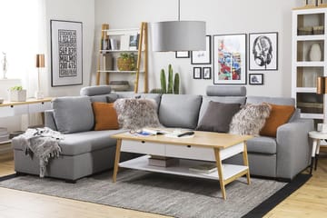 Crazy 4-sits Vänstervänd L-formad Schäslongsoffa i Tyg - Grå - Products - Möbler - Soffa - Divansoffa & schäslongsoffa - 3 sits soffa med divan