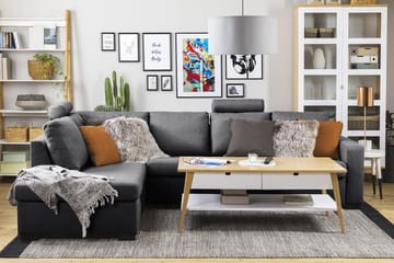Crazy 4-sits Vänstervänd L-formad Schäslongsoffa i Tyg - Mörkgrå - Products - Möbler - Soffa - Divansoffa & schäslongsoffa - 3 sits soffa med divan