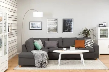 Crazy 4-sits Vänstervänd L-formad Schäslongsoffa i Tyg - Mörkgrå - Products - Möbler - Soffa - Divansoffa & schäslongsoffa - 3 sits soffa med divan