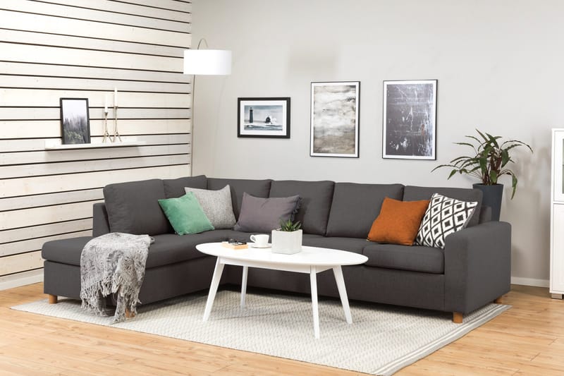Crazy 4-sits Vänstervänd L-formad Schäslongsoffa i Tyg - Mörkgrå - Products - Möbler - Soffa - Divansoffa & schäslongsoffa - 3 sits soffa med divan