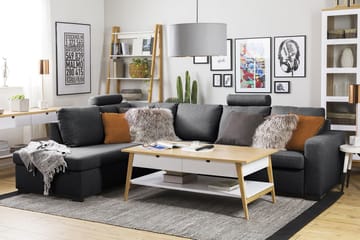 Crazy 4-sits Vänstervänd L-formad Schäslongsoffa i Tyg - Mörkgrå - Products - Möbler - Soffa - Divansoffa & schäslongsoffa - 3 sits soffa med divan