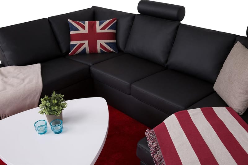 Crazy 4-sits Vänstervänd U-formad Large Soffa med Divan och Schäslong i Konstläder - Svart - Products - Möbler - Soffa - Divansoffa & schäslongsoffa - 4 sits soffa med divan
