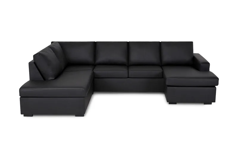 Crazy 4-sits Vänstervänd U-formad Large Soffa med Divan och Schäslong i Konstläder - Svart - Products - Möbler - Soffa - Divansoffa & schäslongsoffa - 4 sits soffa med divan