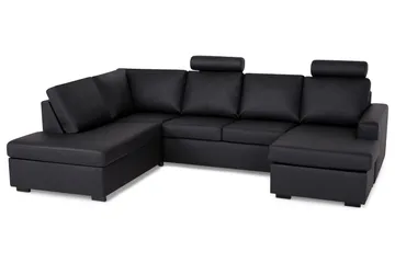 Crazy 4-sits Vänstervänd U-formad Large Soffa med Divan och Schäslong i Konstläder - Svart - Products - Möbler - Soffa - Divansoffa & schäslongsoffa - 4 sits soffa med divan
