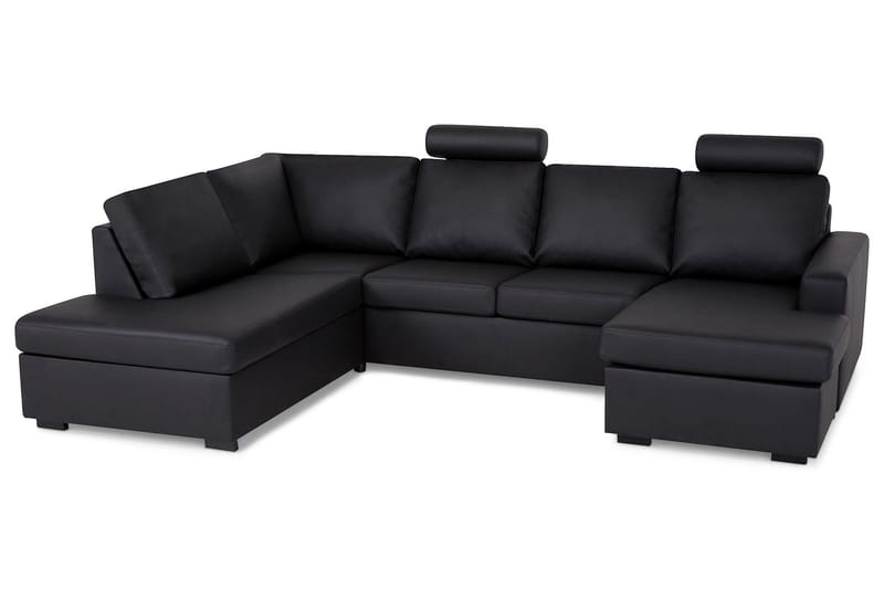 Crazy 4-sits Vänstervänd U-formad Large Soffa med Divan och Schäslong i Konstläder - Svart - Products - Möbler - Soffa - Divansoffa & schäslongsoffa - 4 sits soffa med divan