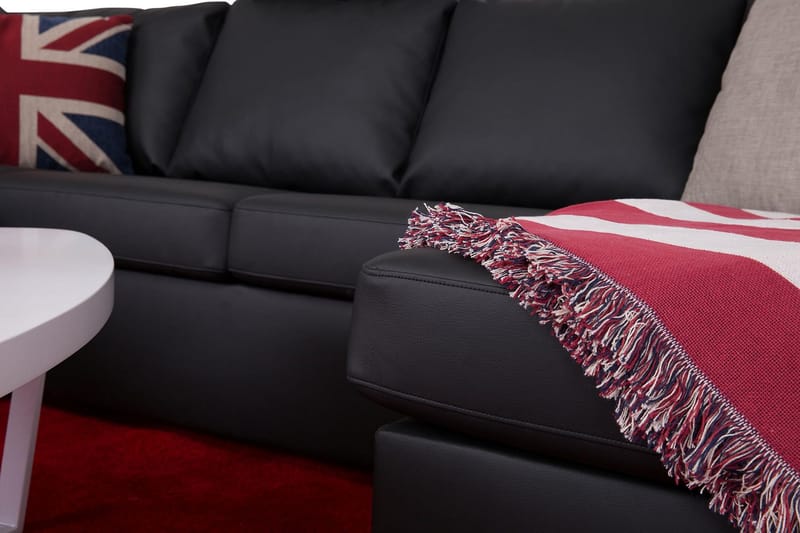 Crazy 4-sits Vänstervänd U-formad Large Soffa med Divan och Schäslong i Konstläder - Svart - Products - Möbler - Soffa - Divansoffa & schäslongsoffa - 4 sits soffa med divan