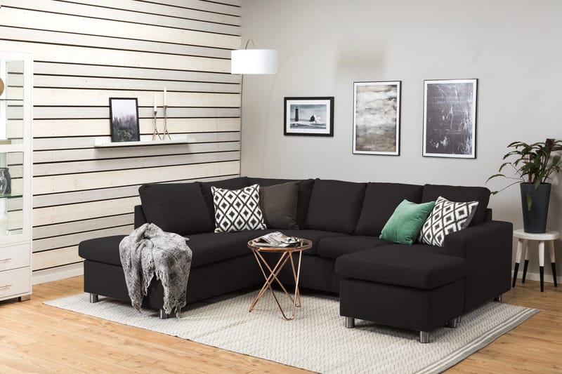 Crazy 4-sits Vänstervänd U-formad Large Soffa med Divan och Schäslong i Tyg - Antracit - Products - Möbler - Soffa - Divansoffa & schäslongsoffa - 4 sits soffa med divan
