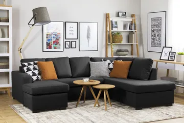 Crazy 4-sits Vänstervänd U-formad Large Soffa med Divan och Schäslong i Tyg - Antracit - Products - Möbler - Soffa - Divansoffa & schäslongsoffa - 4 sits soffa med divan