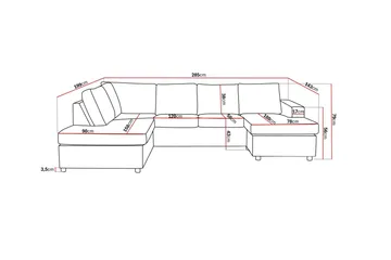 Crazy 4-sits Vänstervänd U-formad Large Soffa med Divan och Schäslong i Tyg - Antracit - Products - Möbler - Soffa - Divansoffa & schäslongsoffa - 4 sits soffa med divan