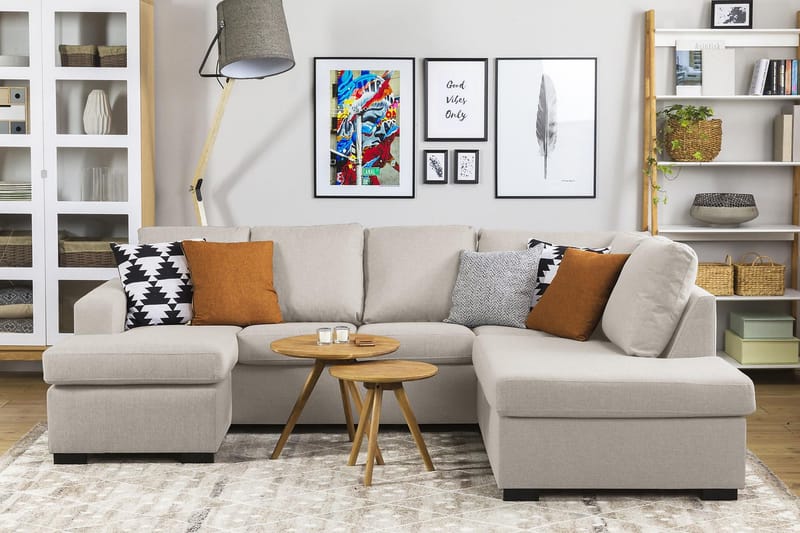 Crazy 4-sits Vänstervänd U-formad Large Soffa med Divan och Schäslong i Tyg - Beige - Products - Möbler - Soffa - Divansoffa & schäslongsoffa - 4 sits soffa med divan