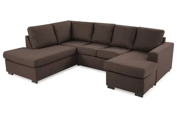 Crazy 4-sits Vänstervänd U-formad Large Soffa med Divan och Schäslong i Tyg - Brun - Products - Möbler - Soffa - Divansoffa & schäslongsoffa - 4 sits soffa med divan