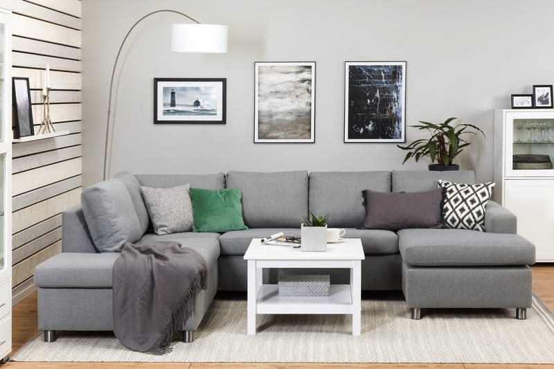 Crazy 4-sits Vänstervänd U-formad Large Soffa med Divan och Schäslong i Tyg - Grå - Products - Möbler - Soffa - Divansoffa & schäslongsoffa - 4 sits soffa med divan