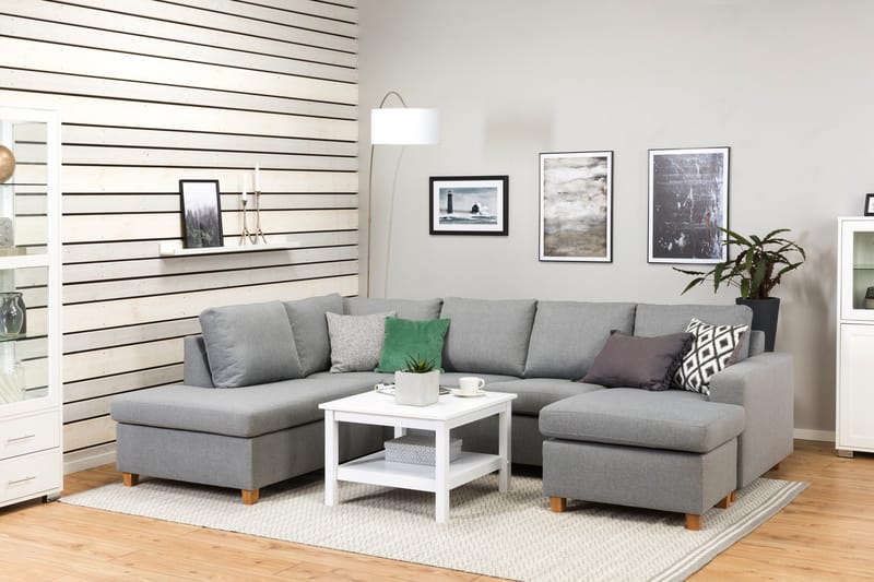 Crazy 4-sits Vänstervänd U-formad Large Soffa med Divan och Schäslong i Tyg - Grå - Products - Möbler - Soffa - Divansoffa & schäslongsoffa - 4 sits soffa med divan