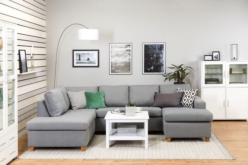 Crazy 4-sits Vänstervänd U-formad Large Soffa med Divan och Schäslong i Tyg - Grå - Products - Möbler - Soffa - Divansoffa & schäslongsoffa - 4 sits soffa med divan