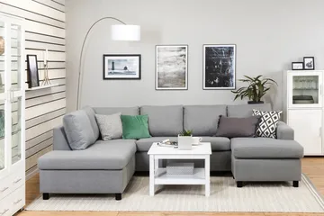 Crazy 4-sits Vänstervänd U-formad Large Soffa med Divan och Schäslong i Tyg - Grå - Products - Möbler - Soffa - Divansoffa & schäslongsoffa - 4 sits soffa med divan