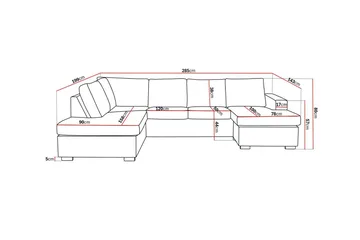 Crazy 4-sits Vänstervänd U-formad Large Soffa med Divan och Schäslong i Tyg - Grå - Products - Möbler - Soffa - Divansoffa & schäslongsoffa - 4 sits soffa med divan