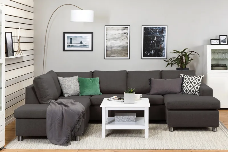 Crazy 4-sits Vänstervänd U-formad Large Soffa med Divan och Schäslong i Tyg - Mörkgrå - Products - Möbler - Soffa - Divansoffa & schäslongsoffa - 4 sits soffa med divan