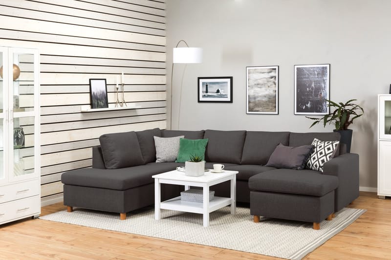 Crazy 4-sits Vänstervänd U-formad Large Soffa med Divan och Schäslong i Tyg - Mörkgrå - Products - Möbler - Soffa - Divansoffa & schäslongsoffa - 4 sits soffa med divan