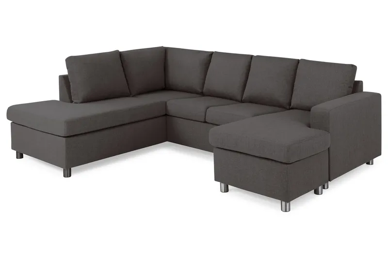 Crazy 4-sits Vänstervänd U-formad Small Soffa med Divan och Schäslong i Tyg - Mörkgrå - Products - Möbler - Soffa - Divansoffa & schäslongsoffa - 3 sits soffa med divan