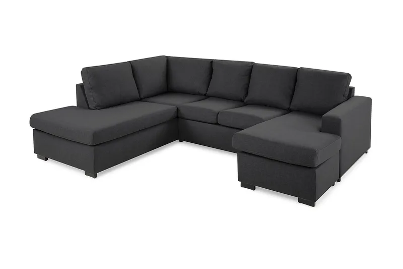 Crazy 4-sits Vänstervänd U-formad Small Soffa med Divan och Schäslong i Tyg - Mörkgrå - Products - Möbler - Soffa - Divansoffa & schäslongsoffa - 3 sits soffa med divan