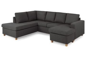 Crazy 4-sits Vänstervänd U-formad Small Soffa med Divan och Schäslong i Tyg - Mörkgrå - Products - Möbler - Soffa - Divansoffa & schäslongsoffa - 3 sits soffa med divan