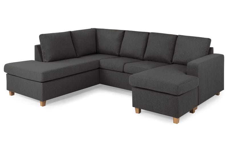 Crazy 4-sits Vänstervänd U-formad Small Soffa med Divan och Schäslong i Tyg - Mörkgrå - Products - Möbler - Soffa - Divansoffa & schäslongsoffa - 3 sits soffa med divan