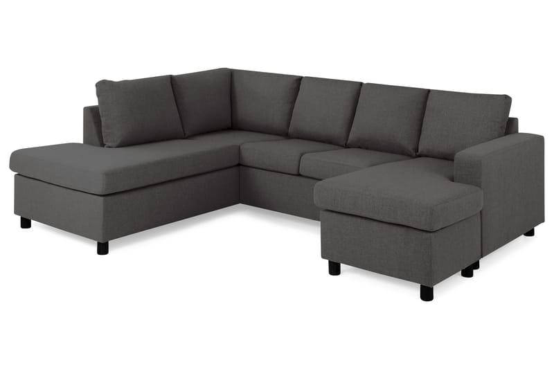 Crazy 4-sits Vänstervänd U-formad Small Soffa med Divan och Schäslong i Tyg - Mörkgrå - Products - Möbler - Soffa - Divansoffa & schäslongsoffa - 3 sits soffa med divan