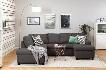 Crazy 4-sits Vänstervänd U-formad Small Soffa med Divan och Schäslong i Tyg - Mörkgrå - Products - Möbler - Soffa - Divansoffa & schäslongsoffa - 3 sits soffa med divan