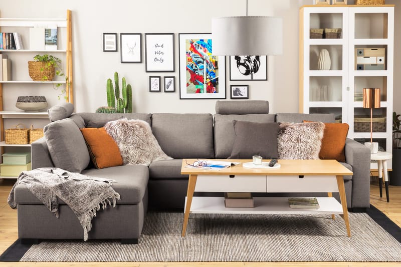 Crazy Limited Edition 4-sits Vänstervänd L-formad Djup Schäslongsoffa i Tyg - Grå - Products - Möbler - Soffa - Divansoffa & schäslongsoffa - 4 sits soffa med divan