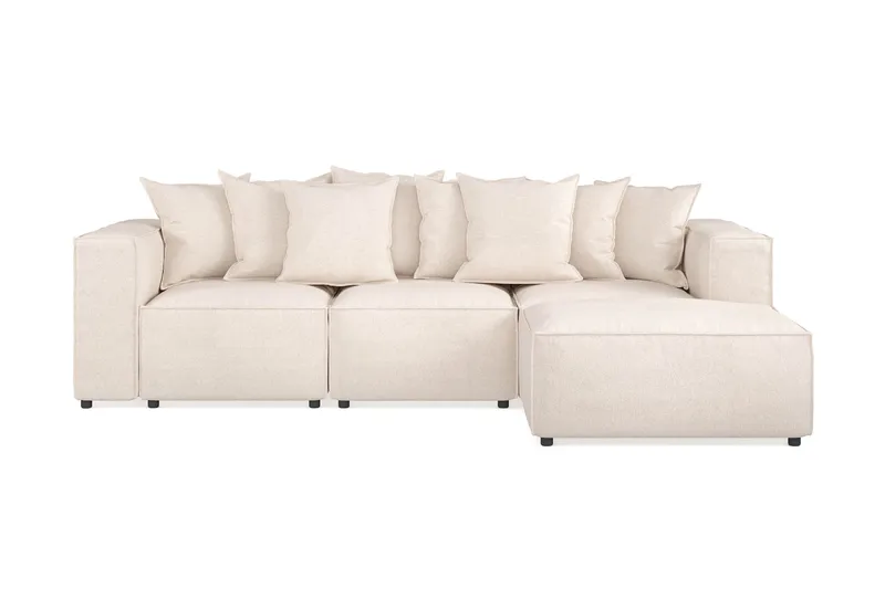 Cubo 4-sits Djup Modulsoffa med Divan i Tyg - Beige - Products - Möbler - Soffa - Divansoffa & schäslongsoffa - 3 sits soffa med divan