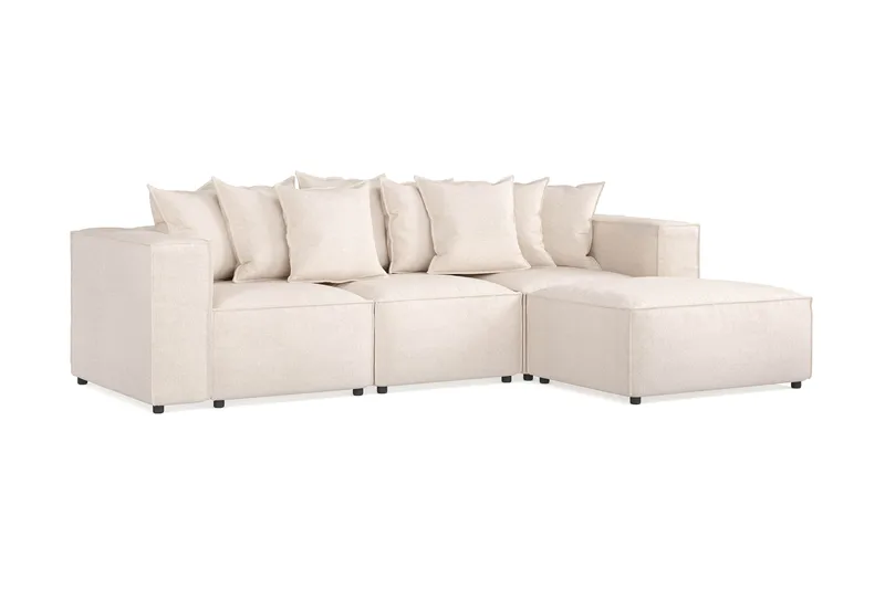 Cubo 4-sits Djup Modulsoffa med Divan i Tyg - Beige - Products - Möbler - Soffa - Divansoffa & schäslongsoffa - 3 sits soffa med divan