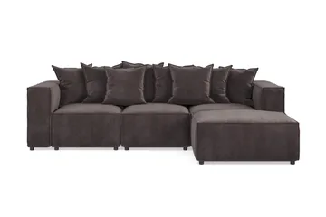 Cubo 4-sits Vändbar L-formad Djup Modulsoffa med Divan i Sammet - Mörkgrå - Products - Möbler - Soffa - Divansoffa & schäslongsoffa - 3 sits soffa med divan