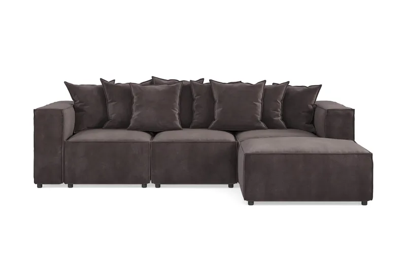 Cubo 4-sits Vändbar L-formad Djup Modulsoffa med Divan i Sammet - Mörkgrå - Products - Möbler - Soffa - Divansoffa & schäslongsoffa - 3 sits soffa med divan
