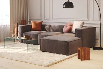 Cubo 4-sits Vändbar L-formad Djup Modulsoffa med Divan i Sammet - Mörkgrå - Products - Möbler - Soffa - Divansoffa & schäslongsoffa - 3 sits soffa med divan