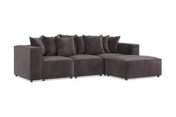 Cubo 4-sits Vändbar L-formad Djup Modulsoffa med Divan i Sammet - Mörkgrå - Products - Möbler - Soffa - Divansoffa & schäslongsoffa - 3 sits soffa med divan