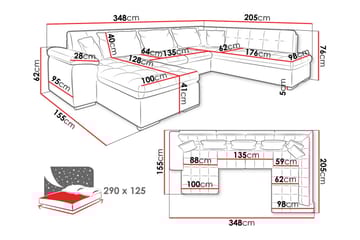 Dynir Soffa med Divan och Schäslong 4-sits - Grå - Products - Möbler - Soffa - Divansoffa & schäslongsoffa - 4 sits soffa med divan