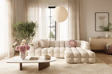 Elise 4-sits Bubblig Soffa med Divan Höger - Beige - Products - Möbler - Soffa - Divansoffa & schäslongsoffa - 4 sits soffa med divan