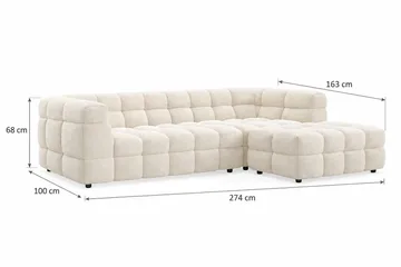Elise 4-sits Högervänd L-formad Bubblig Divansoffa 274 cm i Bouclé - Gräddvit - Products - Möbler - Soffa - Divansoffa & schäslongsoffa - 4 sits soffa med divan