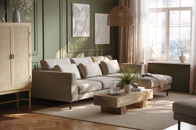 Florenz 3-sits Högervänd L-formad Divansoffa i Chenille - Grå / Beige - Products - Möbler - Soffa - Divansoffa & schäslongsoffa - 3 sits soffa med divan