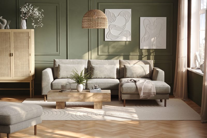 Florenz 3-sits Högervänd L-formad Divansoffa i Chenille - Grå / Beige - Products - Möbler - Soffa - Divansoffa & schäslongsoffa - 3 sits soffa med divan